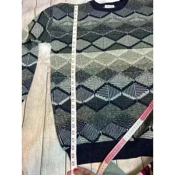 Grandpa Sweater Protege Made in USA Wool Blend Abstract Design Men's Size XLT - Picture 6 of 7